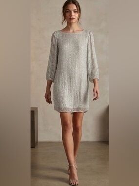 LAST WEEK, FINAL MARKDOWN! Alice + Olivia  Sequin 3/4 Bell Sleeve Shift Dress